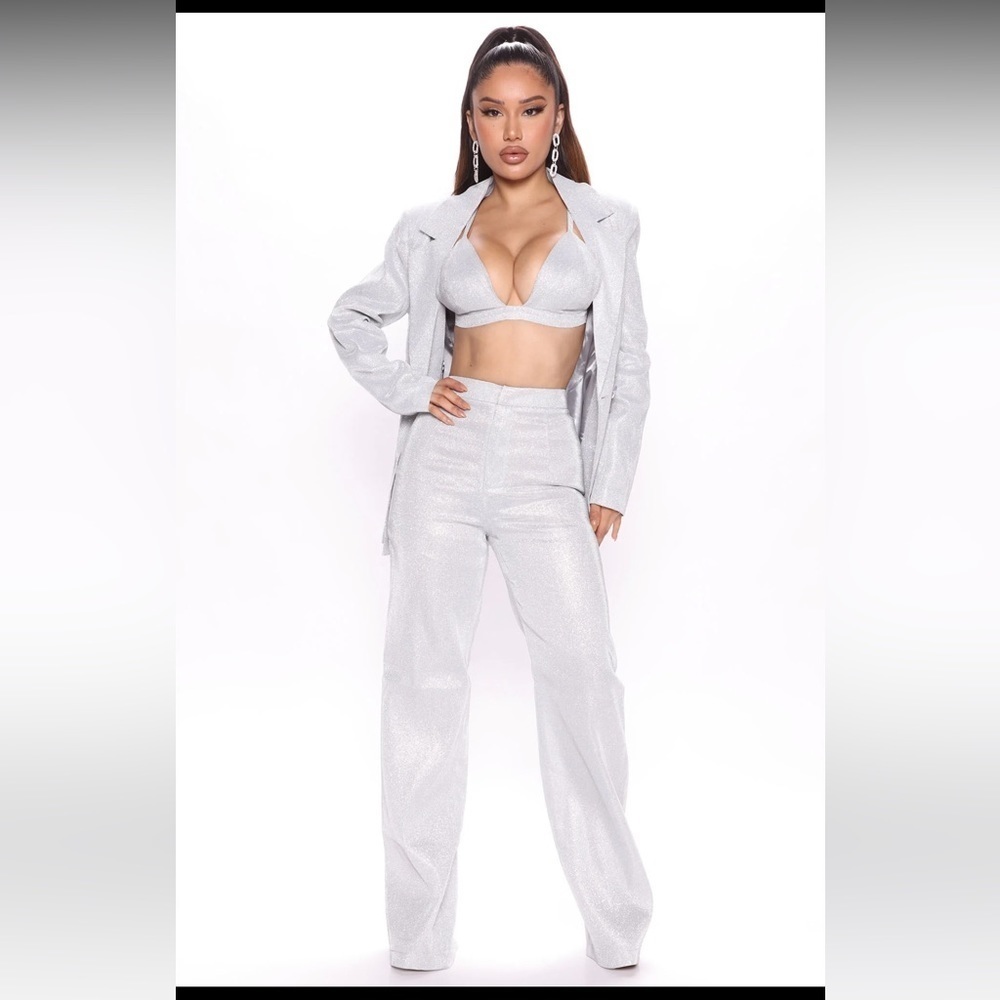 Fashion Nova - Size L -  Marissa 3 Piece silver matching set